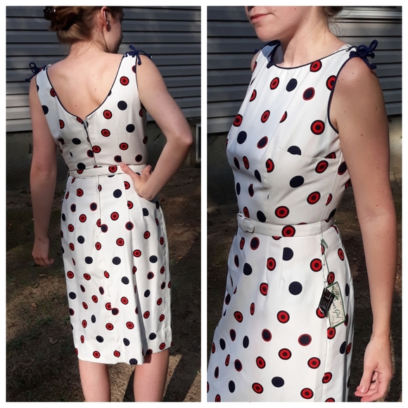 60s Polka-Dot Cocktail Dress - Picture 1 of 11